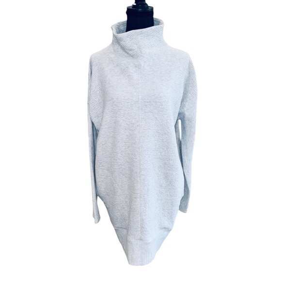 Lululemon Along the Way Cozy Dress Grey Mock Neck Knit Sweater Pocket Athleisure - Picture 2 of 10